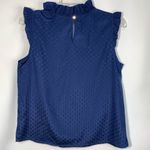Liz Claiborne  Women's Swiss Dot Ruffle Blouse Dark Blue Size PS Photo 5