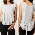Free People We the Free Gray Heather Ruffle Uptown Sleeveless Tank Top Photo 1
