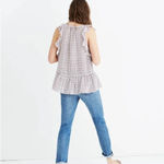 Madewell Women's Small 100% Silk Lily Ruffle Top in Echo Grid Blouse Tas… Photo 3