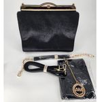 Ameri Mode Black Faux Fur & Glitter Convertible Purse Women’s One Size Photo 3