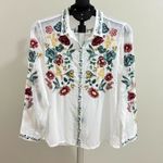 Johnny Was NWOT  Embroidered Floral Bird Long Sleeve Bohemia SHIRT Blouse Sz S Photo 1