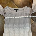 White House | Black Market Ombre Gray White Sweater Cutout Tie Wrist Shimmy Blouse Photo 7