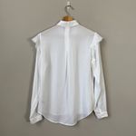 Cloth & Stone NWOT  Anthropologie Ruffle Button Down Shirt Womens XS White Career Photo 2