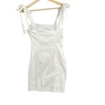 Revolve Superdown White Mini Dress Siona XS Tie Shoulder Bodycon Cotton Summer Party Photo 2