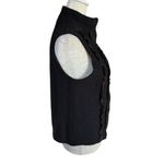 Coldwater Creek black sleeveless mock neck ruffle zip up wool sweater vest M Photo 2