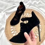 Roland Mouret Suede Black Open Toe Heels in Size US 6 Photo 0