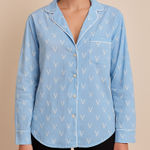 Victoria's Secret Blue Shirt with White Accents PJ Pajama Button-Down Top SZ: L Photo 0