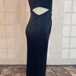 Kurt Thomas liquid blue stretch satin embellished one shoulder cutout gown Size 2 Photo 4