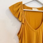 Nation Ltd  Aven Ruffle Flutter Sleeve Linen Top Bright Yellow Orange Size Medium Photo 3
