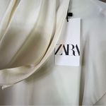 ZARA Scarf Collar Long Sleeve Blouse in a Cream Color The Cuffs have 3 Button Photo 11