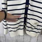 C Wonder Cardigan Sweater Small Blue White Stripe V Photo 4