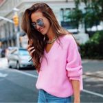 Something Navy Bubblegum Pink Wool Blend V Neck Slouchy Sweater Women’s Size XS Photo 5