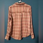 Free People  Dusty Pink, Rust & Cream Soft Flannel Button Down Shirt. Relaxed Fit Photo 8