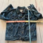 Forever 21 XXI Premium denim Gothic Distressed Studded Denim Jacket Sz S Skater Photo 7