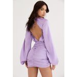 House Of CB Orchid KATE Satin Wrap Front Long Sleeve Party Mini Dress Medium NWT Photo 1