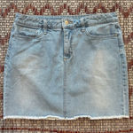 a.n.a  | Women's Light Wash Denim Frayed Raw Hem Mini Skirt Photo 0