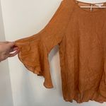 LC Lauren Conrad  Plus Size Slit Back Mini Heart Blouse Orange Bell Sleeve Boho Photo 6