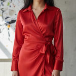 House Of Harlow 1960 X Revolve Vibrant orange Stain Wrap Dress Size XS Photo 0