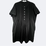 Quince Black Linen Tunic Dress L Flax Pin Photo 1