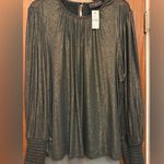 Lane Bryant Women’s Plus Metallic Green Smocked Cuff LS Top Blouse NWT 18/20 Photo 0