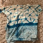 ☀️3/$25 ST. ROCHE Women's White Cotton Tie Dye Donna Shirt Dress #32S15 Blue Photo 1