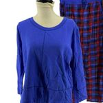 Nautica Blue Plaid Fleece Cozy Warm Pajama Set Womens Large Photo 8