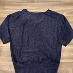 Thalia Sodi  Metallic Blue Lightweight Sweater Shoulder Cut-Outs Size XL Photo 4