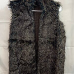 89th & Madison women's brown faux fur crocheted open front sweater‎ vest medium Photo 0