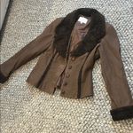 Dorothy Schoelen Silver Collection Brown Faux Fur Trim Blazer Jacket Size 4 Photo 1