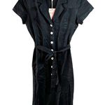 NWT Quince 100% European Linen Button Front Midi Dress in Black Size Small Photo 4