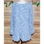 Avenue Women's Blue Blouse Top Size 22W 24W Long Bell Sleeves Ruffle Hem Ribbed Photo 6