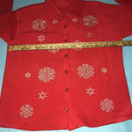 ❄️ Vintage fleece Christmas sweater/ jacket embroidered snowflakes size L Red Size L Photo 7