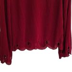 Love Riche Embroidered Hem Blouse Womens Size S Tie Back Red Long Sleeves Photo 3