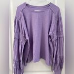 Pilcro  Crew-Neck Ruched & Smocked-Sleeve Lavender Top (Size XL) Photo 3