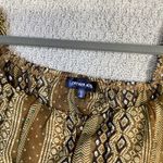 French Kiss Boho Puff Sleeve Crop Top Tie Back Tribal Print L Photo 2