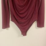 She & Sky Women's Long Sleeve Cowl Neck Body Suit Burgundy Medium Photo 3