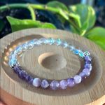 Handmade Amethyst + Aura Quartz Beaded Bracelet Photo 4