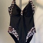 SheIn Black and Leopard Print One Piece Swimsuit Photo 0