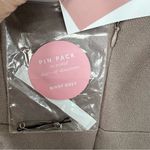 Birdy Grey  Jay Crepe Gown Taupe Spaghetti Straps V Neck Slit Stretch Size XL NEW Photo 4