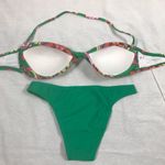 Recco Size Medium Brazilian Bright Floral Print Bikini. New With Tags. Green Photo 2