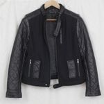 Lamb Leather & Wool Blend Moto Style Jacket by Truth Of Touch Small Black Photo 9