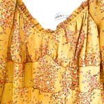 Piper & Scoot Yellow Shimmer Floral Long Sleeve Midi Dress Size Medium Photo 6