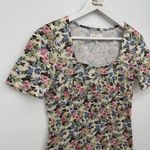 Bohme Multicolor Floral Fitted Short Sleeve Top Size Medium Boho Photo 1
