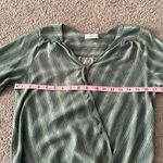 Emory park Green Stripped V-Neck Long Sleeve Blouse | Size Large Photo 8
