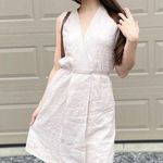 Neiman Marcus 100% Linen Chic Neutral Midi Summer Dress Size Small Photo 4