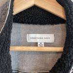 Something Navy  teddy denim puff sleeve bomber jacket Photo 4