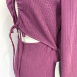 NSR New  Cut Out Ribbed Knit Bodycon Dress Long Sleeve Midi Purple Photo 8