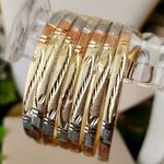 Set Of Seven Gold Filled Bangle Bracelet Tricolor Accent Photo 1