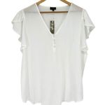 Zenobia  White Flutter Sleeve V Neck Blouse size 2X Sheer NWT Photo 0