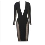 House Of CB  Black Nilda  Long Sleeve Sheer Panel Bodycon Midi Dress new size S Photo 5